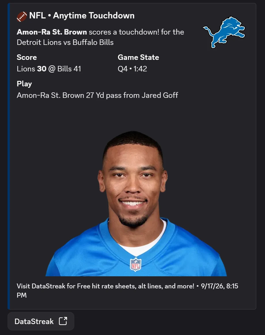 Anytime touchdown alert