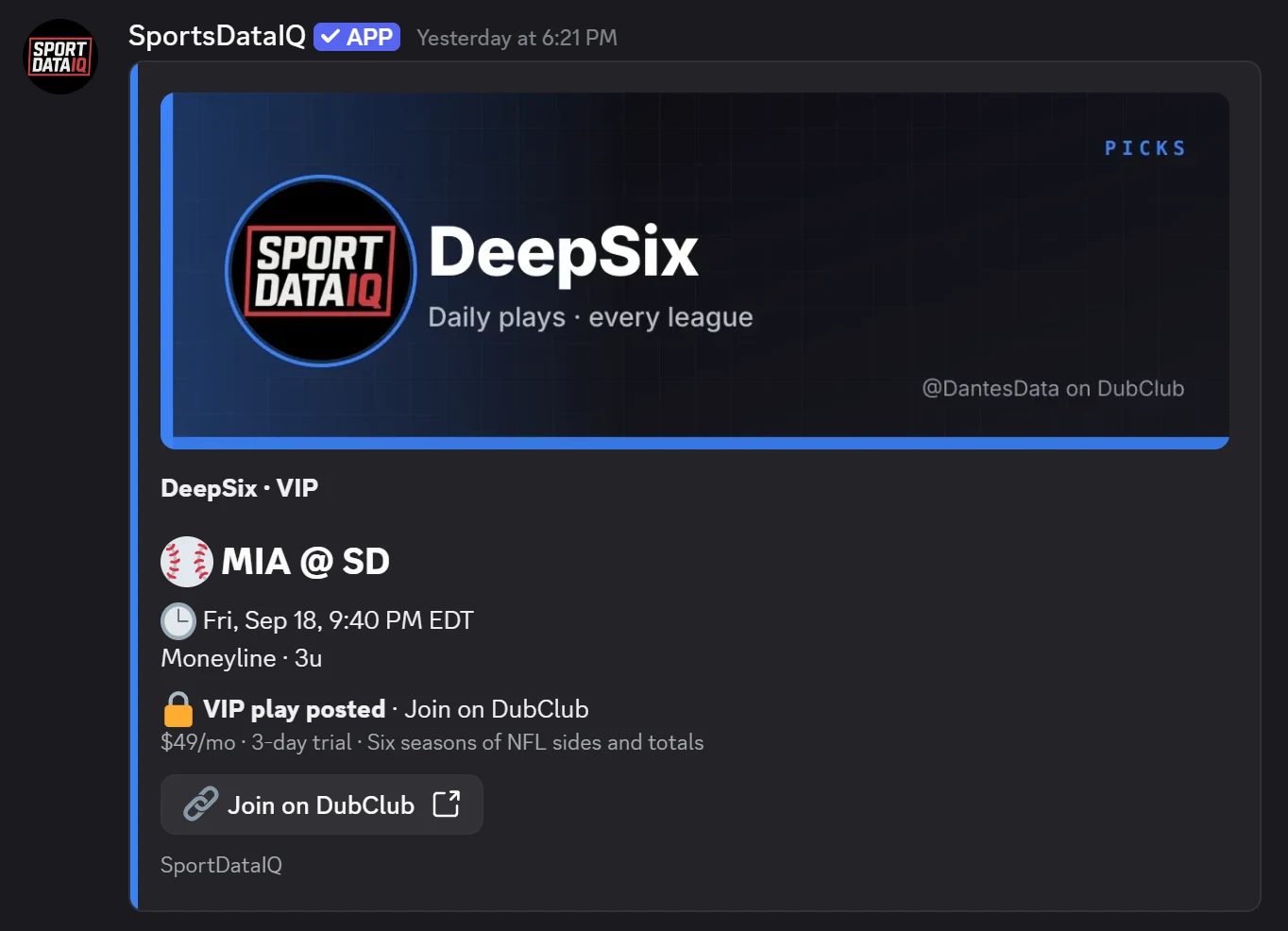 A VIP teaser card in the free channel